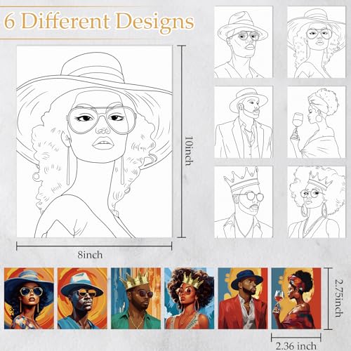 Dinifee 6 Pack Pre Drawn Canvas Painting Kit 8x10 Stretched,Couple - style: Couple