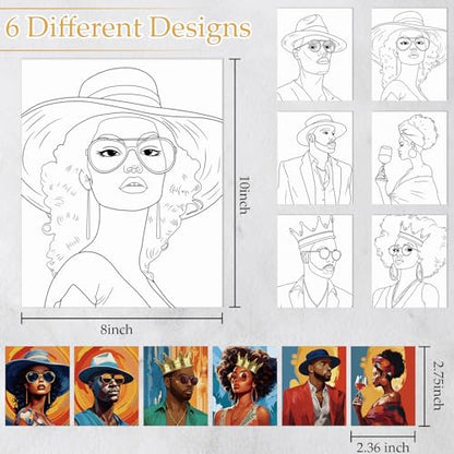 Dinifee 6 Pack Pre Drawn Canvas Painting Kit 8x10 Stretched,Couple - style: Couple