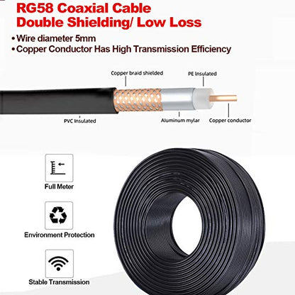 25FT RG58 SMA Male to Female Antenna Extension Cable + 5 Adapters - color: SMA Cable + 5pcs SMA Connectors, size: 25FT