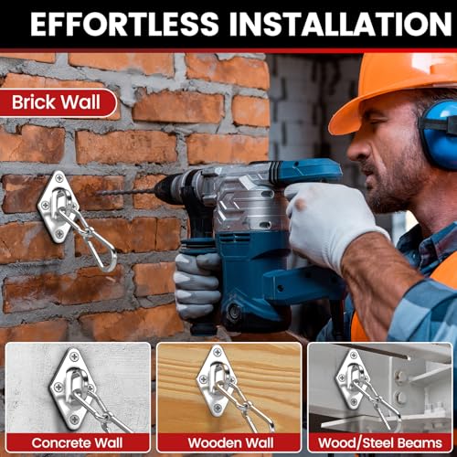 sprookber 304 Stainless Steel Pad Eye Snap Hook, M5 Ceiling Hook 500Lb,8Pcs - size: 2 Inch, style: Rhombus
