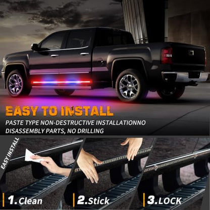 XRIDONSEN 2PCS 60 inch Strobe Lights Strip 720 LED Running Board Lights - color: Red/Blue