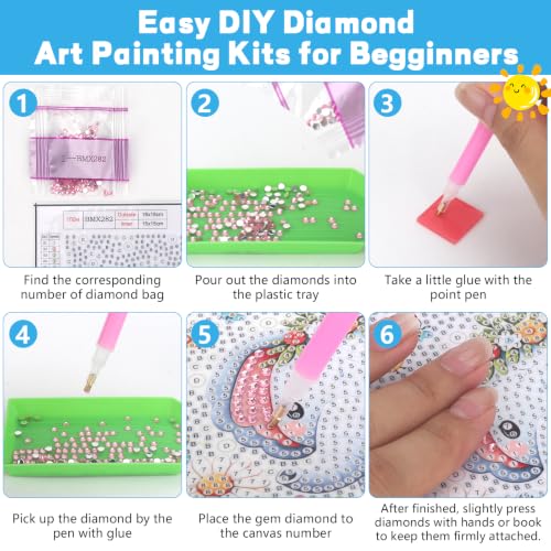GIFOHAPY 4 Pack Diamond Art Kits, 5D Animal Diamond Painting for Beginners - color: White