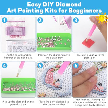 GIFOHAPY 4 Pack Diamond Art Kits, 5D Animal Diamond Painting for Beginners - color: White