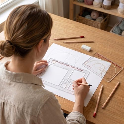 Fibonacci 6" 9-Piece Drawing Template Set, Golden Ratio Stencils - style: Set - All CLPA Fibonacci Templates
