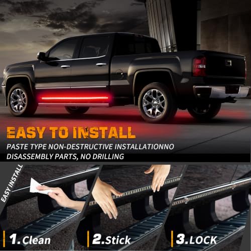 XRIDONSEN 2 Pack 60 inch Red Running Board Emergency Lights Strip - color: Red
