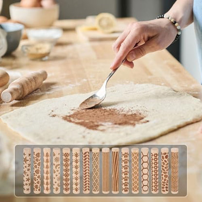 HARFINGTON Wood Clay Roller 4" Pine Tree Pattern Rolling Pins Wood Rollers Pottery Tools Wood Grain Texture Rollers for Clay Baking Dough Playdough DIY - style: Pine Tree