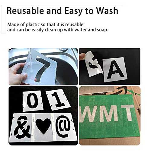Craft Stencil Kit: 1 Inch Symbols, 42 Pcs Alphabet Stencil, Interlocking Reusable Plastic Stencil - size: 1 inch