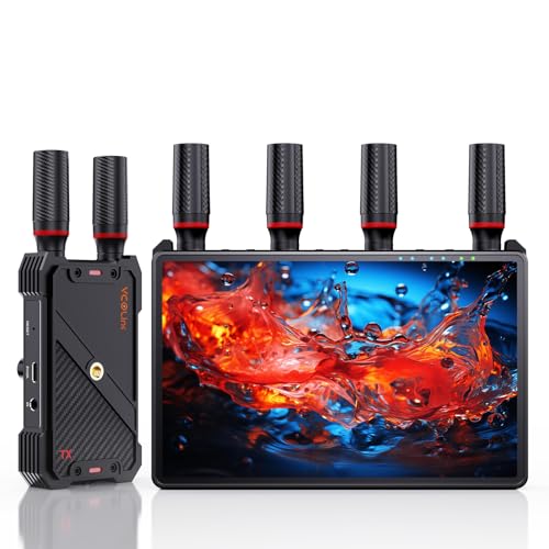 Wireless HDMI Video Transmitter and Receiver: 1 to 5 RX with 7" Monitors, Loop Out, IR Remote, 1312ft Stable Clear Signal & Low Latency for Camera, Filming, Live Stream