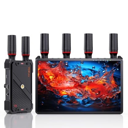 Wireless HDMI Video Transmitter and Receiver: 1 to 5 RX with 7" Monitors, Loop Out, IR Remote, 1312ft Stable Clear Signal & Low Latency for Camera, Filming, Live Stream
