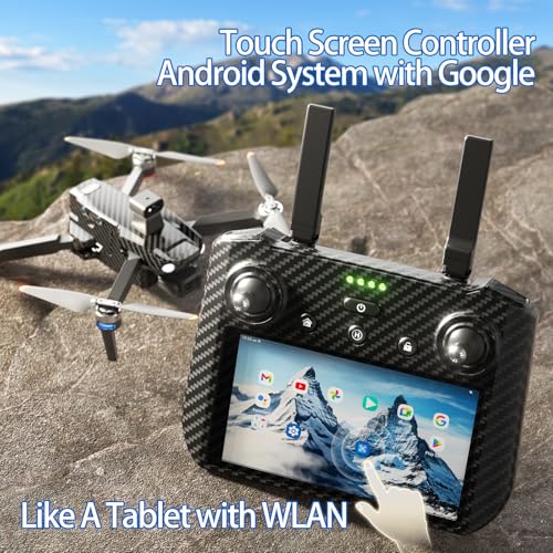 Bingchat Tablet Touch Screen Remote Drones with Camera for Adults 4K HD, Payload Release, 3 Axis Gimbal, Up to 5 Miles Range, 84 Minutes Two Batteries, Time-lapse, High Wind Resistance, Rainproof, GPS Safe Height Return, WITHOUT Obstacle Avoidance