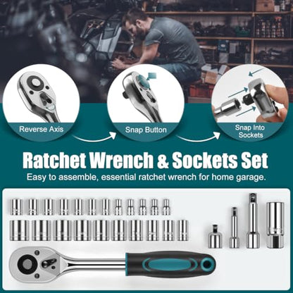 Sundpey 257 Pcs Portable General Basic Hand Tool Kit Set for Home with Case