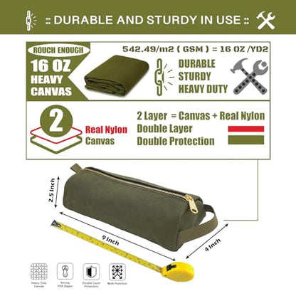 Rough Enough Waxed Canvas Small Tool Pouch Bag, Army Green - color: Army Green
