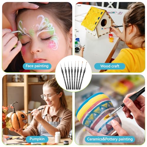 Detail Paint Brushes Set, 10 pcs Miniature Brushes for Fine Detailing - color: Black