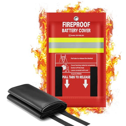 Lipo Battery Fireproof Cover Battery Safe Blanket for Ebike and Escooter Storage,Charging and Discharging, EV Fire Blanket for Lithium Battery (40x50 inch) - color: 40x50 Inch