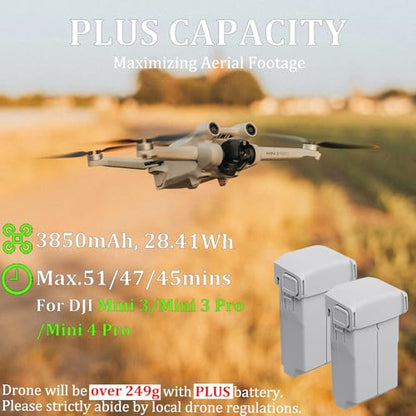 3 Pack Mini 3 Series Intelligent Flight Battery Plus 3850mAh with Two-Way Charging Hub Combo for DJI Mini 4 Pro Drone Replacement