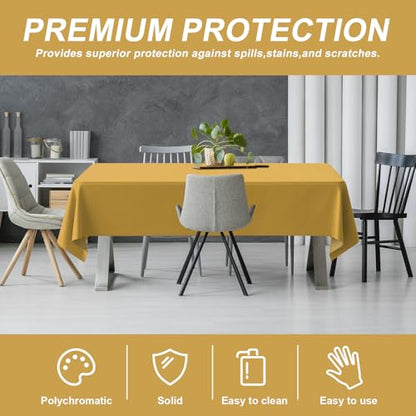 54IN X 320FT Plastic Table Cover Roll with Cutter Box, Cut to Size Plastic Table Cloths for Parties, Birthday, (Gold, 54"x3840"(Rectangular)) - color: Gold, size: 3840" x 54" (Rectangular)
