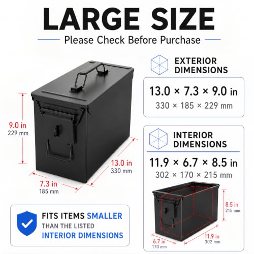 RC Battery Storage Box, Steel Ammo Can for LiPo Packs & Gear - size: 13" x 7.3" x 9"