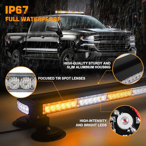 XRIDONSEN 37" 104 LED Roof Strobe Light Bar Amber White Warning Lights - color: Amber/White