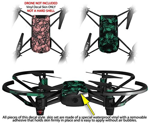 Skin Decal Wrap 2 Pack Compatible with DJI Ryze Tello Scattered Skulls Pink Drone NOT Included