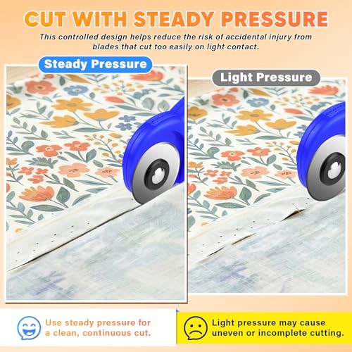 DIYSELF Rotary Cutter for Fabricr, Rolling Cutter with 5 Extra 45mm Blades - color: Blue