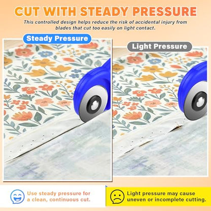 DIYSELF Rotary Cutter for Fabricr, Rolling Cutter with 5 Extra 45mm Blades - color: Blue