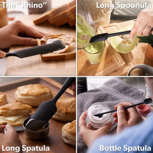 DI ORO Silicone Jar Spatula Set - 600F Heat Resistant, 5-Pc Black - color: Black