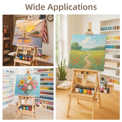 Horizontal Beechwood Studio Easel with Drawer and Palettes, Natural - style: Horizontal Natural