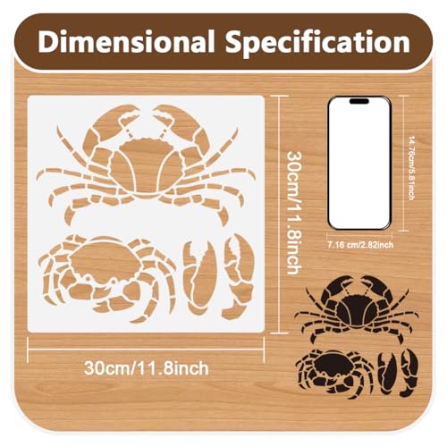 Crab Claws Wall Stencil for Painting 11.8" x 11.8" Reusable - style: Crab