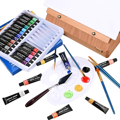 Goldge Tabletop Easel Acrylic Paint Set, Painting Kits for Adults