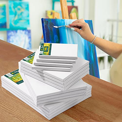 Inburit 16 PCS Multi Size Stretched Blank Canvas for Acrylic & Oil Painting - size: 16PCS+(4sizex4)