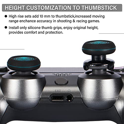 FPS Thumbstick Extender & Printing Rubber Silicone Grip Cover 2 Sets for PS5 & PS4 Controller (Cthulhu Abyss Blue) - color: 1