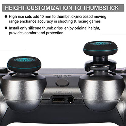 FPS Thumbstick Extender & Printing Rubber Silicone Grip Cover 2 Sets for PS5 & PS4 Controller (Cthulhu Abyss Blue) - color: 1