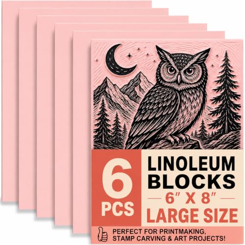 Rubber Linoleum Blocks for Printmaking: 6Pcs 6" x 8" Stamp Carving Kit - color: 6 PCS (6" x 8")