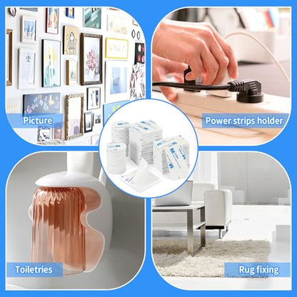 UPINS 60Pcs Double Sided Foam Tape Sticky Mounting Pads for Wall Crafts - color: White