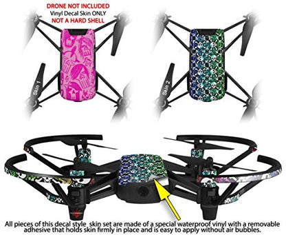 Skin Decal Wrap 2 Pack Compatible with DJI Ryze Tello Skull Sketches Pink Drone NOT Included