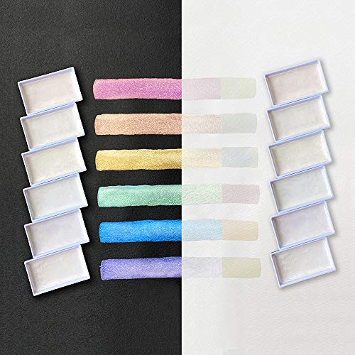Kuretake Gansai Tambi OPAL COLORS, 6 colors set, Made in Japan - style: Opal