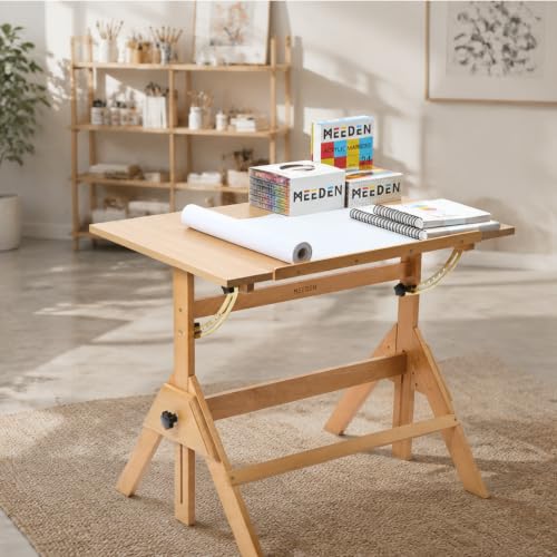 MEEDEN Wood Drafting Table & Stool: 35.5" x 23.5" Art Desk and Stool Set - color: Natural Table & Stool