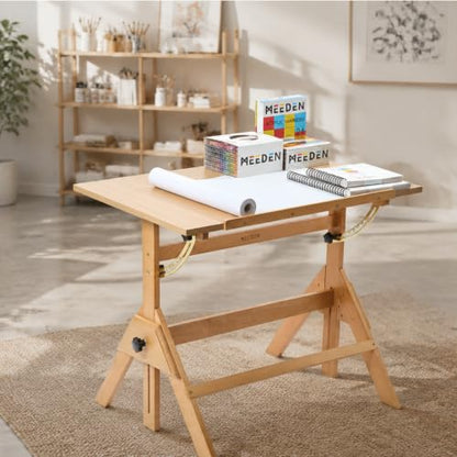 MEEDEN Wood Drafting Table & Stool: 35.5" x 23.5" Art Desk and Stool Set - color: Natural Table & Stool