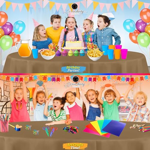 Grandipity Plastic Table Cloth Disposable 12 Pack 84" Round Gold - color: Gold, size: 84in. Round