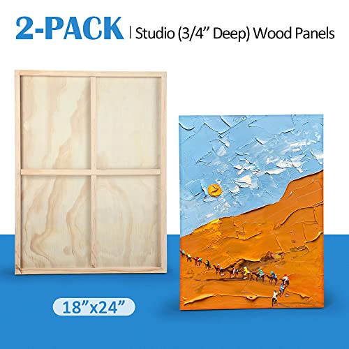 Falling in Art 2 Pack 18x24 Unfinished Birch Wood Panels Kit for Painting - size: 18*24 2-pack