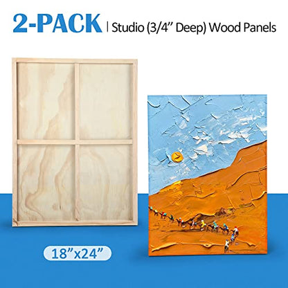 Falling in Art 2 Pack 18x24 Unfinished Birch Wood Panels Kit for Painting - size: 18*24 2-pack