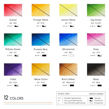 MEEDEN Watercolor Paint Tubes Set: 12 x 12ml (0.4 oz) Colors Painting Set - color: 12 Colors