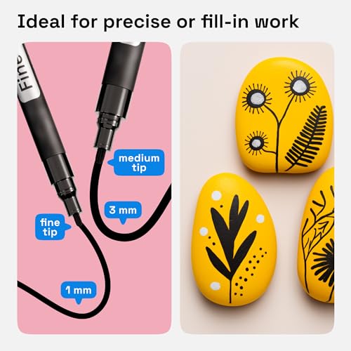 ARTISTRO Black Paint Pens - Various Tips - Set of 5 - color: Black