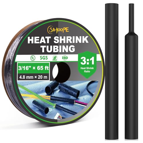 3:1 Adhesive Lined Heat Shrink Tubing Roll, Marine Grade Waterproof Dual Wall Heat Shrink Tube, Industrial Electrical Wire Insulation & Automotive Wire Repair – Black (3/16", 65 FT) - size: 3/16 Inch, style: 65 Feet