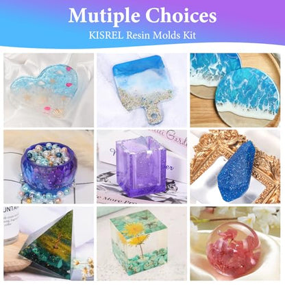KISREL Resin Molds Kit 12PCS, Epoxy Resin Silicone Molds, Resin Mold - size: Various Resin Molds - 12pcs