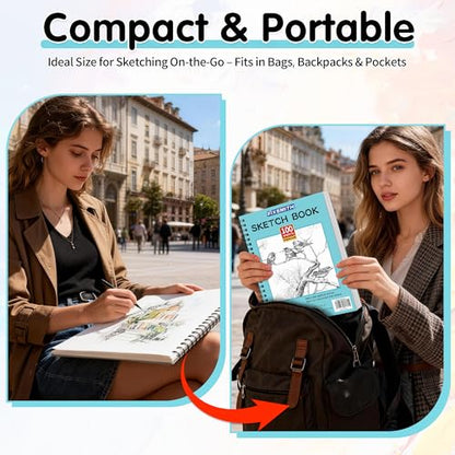 FIXSMITH 9"X12" Sketch Book, 100 Sheets, 68 lb/100gsm,4 Pack Blue - color: Blue, size: 9"x12"-4 Pack