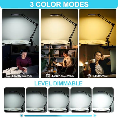 LED Magnifying Desk Lamp with Stand and Clamp for Repair, Crafts, Reading - size: 25Inch Clamp