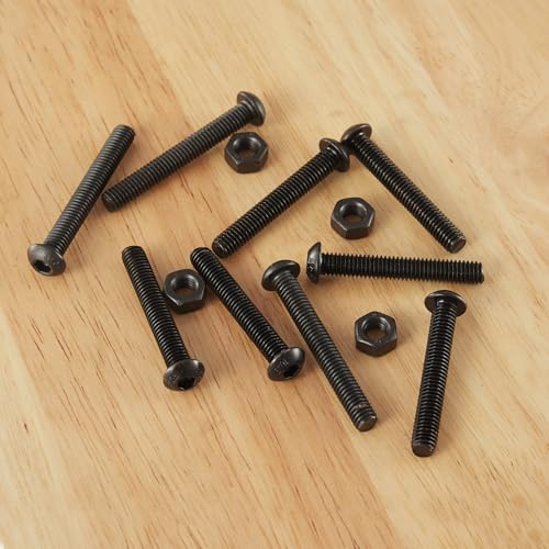 50PCS M6 x 50mm 60mm 70mm 80mm, Button Head Socket Cap Screws Bolts Nuts Kit, 10.9 Grade Alloy Steel, Black Oxide Finish, Metric Allen Hex Drive, Fully Threaded - size: Button M6x50/60/70/80mm