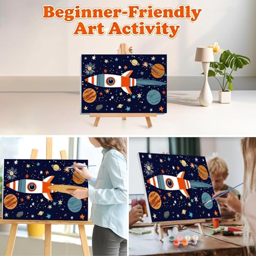 Gemozaic Outer Space Paint by Numbers Kit for Kids with Frame and Easel - color: BKH3434