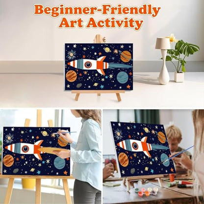 Gemozaic Outer Space Paint by Numbers Kit for Kids with Frame and Easel - color: BKH3434